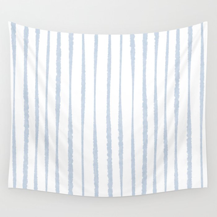 Organic Watercolor Stripes Powder Blue and White Wall Tapestry Gallery Image 1