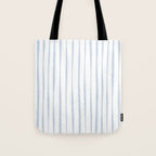 Organic Watercolor Stripes Powder Blue and White Tote Bag Gallery Image 1