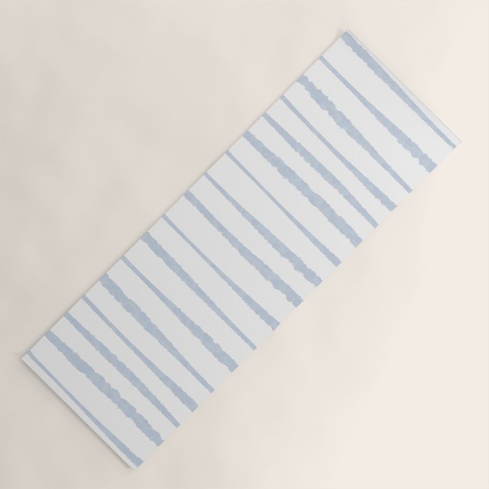 Organic Watercolor Stripes Powder Blue and White Yoga Mat Gallery Image 1