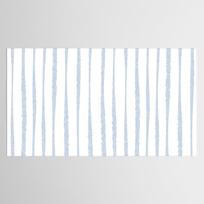 Organic Watercolor Stripes Powder Blue and White Tablecloth Gallery Image 2