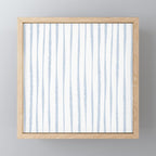 Organic Watercolor Stripes Powder Blue and White Mini Art Print Gallery Image 1