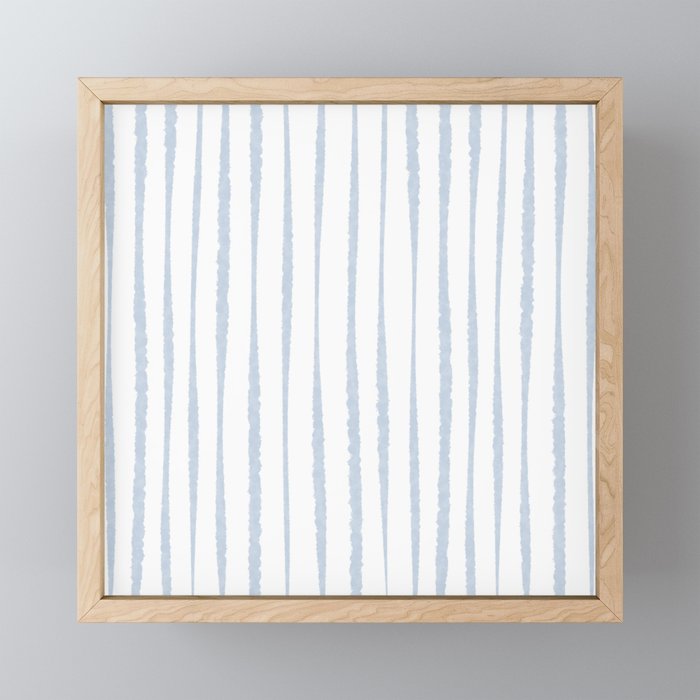 Organic Watercolor Stripes Powder Blue and White Mini Art Print Gallery Image 1