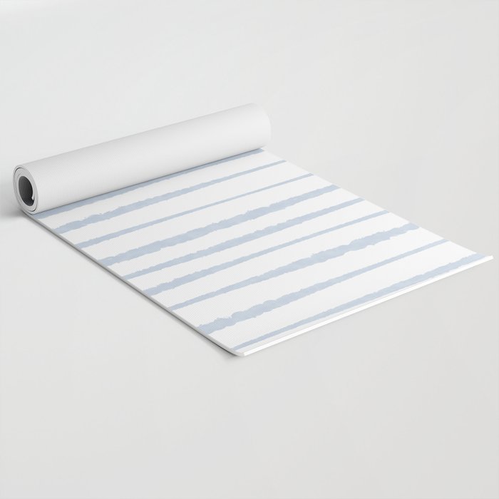 Organic Watercolor Stripes Powder Blue and White Yoga Mat Gallery Image 2