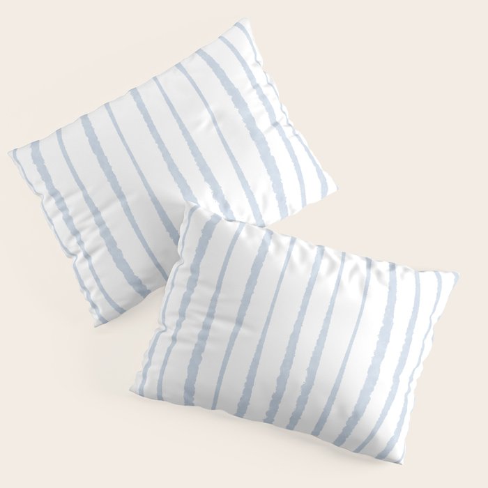 Organic Watercolor Stripes Powder Blue and White Pillow Sham Gallery Image 3