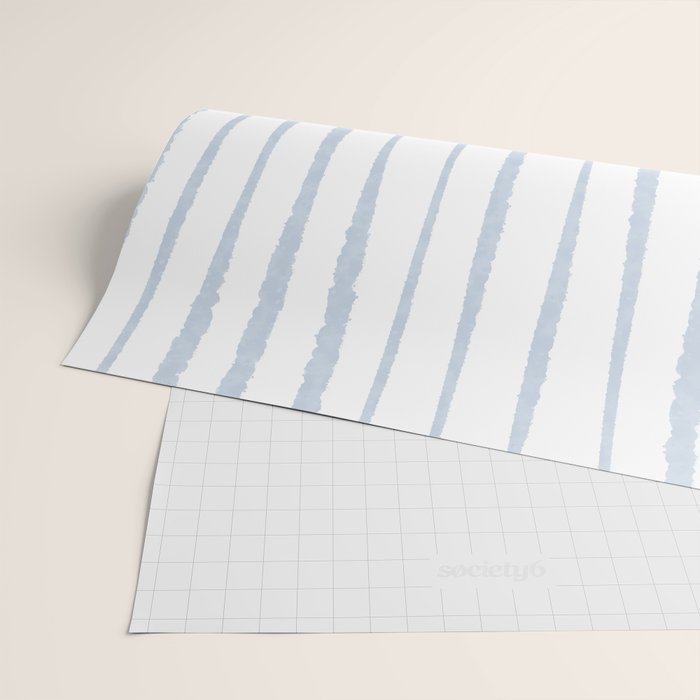 Organic Watercolor Stripes Powder Blue and White Wrapping Paper Gallery Image 2