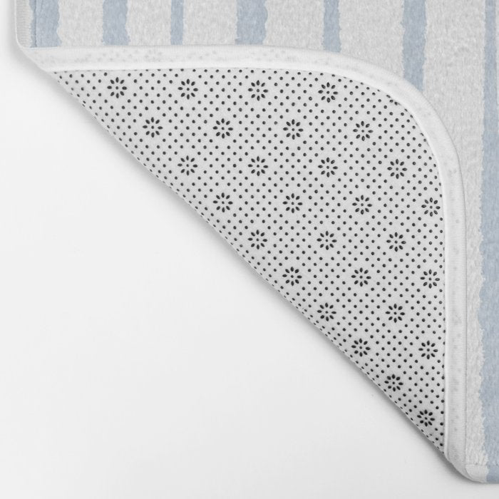 Organic Watercolor Stripes Powder Blue and White Bath Mat Gallery Image 2