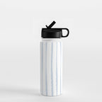 Organic Watercolor Stripes Powder Blue and White Water Bottle Gallery Image 1