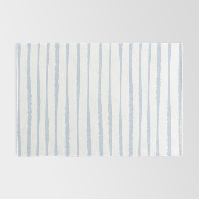 Organic Watercolor Stripes Powder Blue and White Rug Gallery Image 2