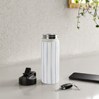 Organic Watercolor Stripes Powder Blue and White Water Bottle Gallery Image 4