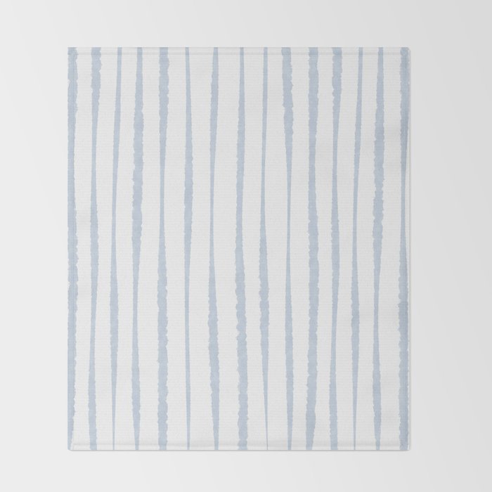 Organic Watercolor Stripes Powder Blue and White Throw Blanket Gallery Image 2