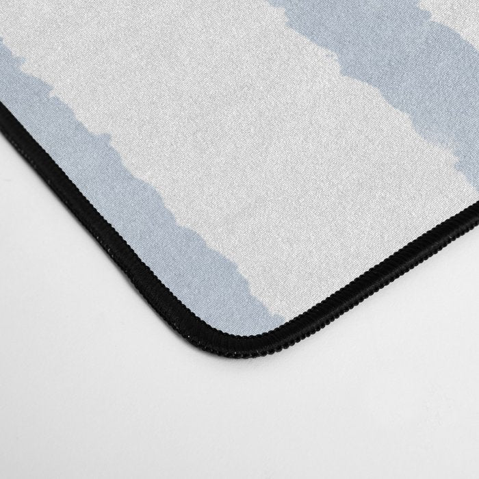 Organic Watercolor Stripes Powder Blue and White Desk Mat Gallery Image 4