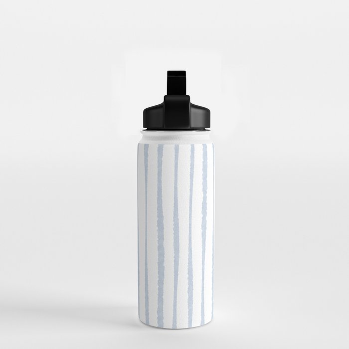 Organic Watercolor Stripes Powder Blue and White Water Bottle Gallery Image 2