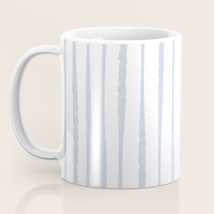 Organic Watercolor Stripes Powder Blue and White Coffee Mug Gallery Image 3