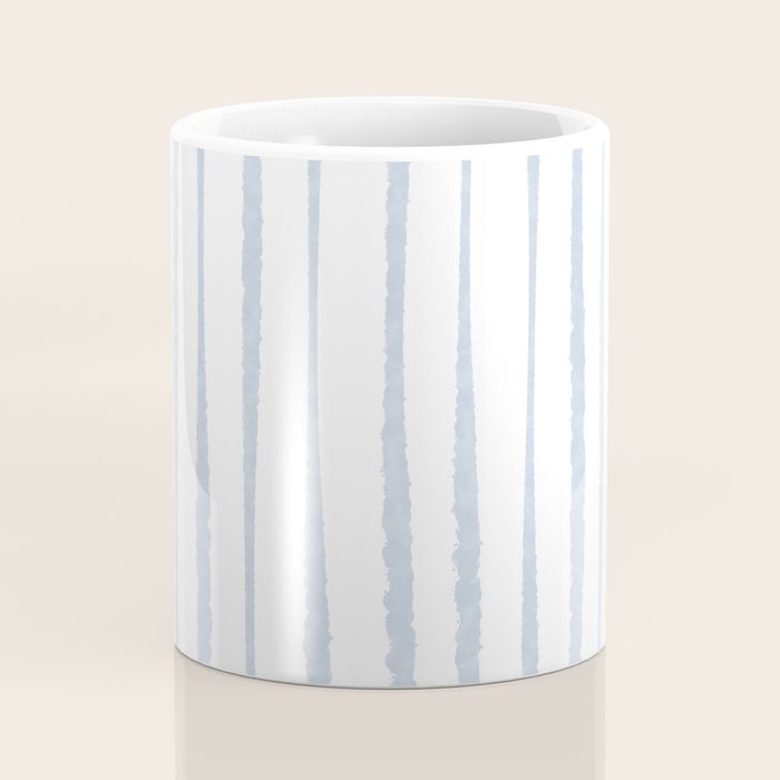 Organic Watercolor Stripes Powder Blue and White Coffee Mug Gallery Image 4