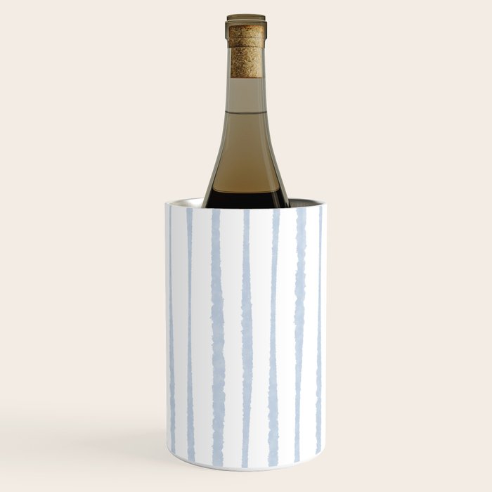 Organic Watercolor Stripes Powder Blue and White Wine Chiller Gallery Image 3