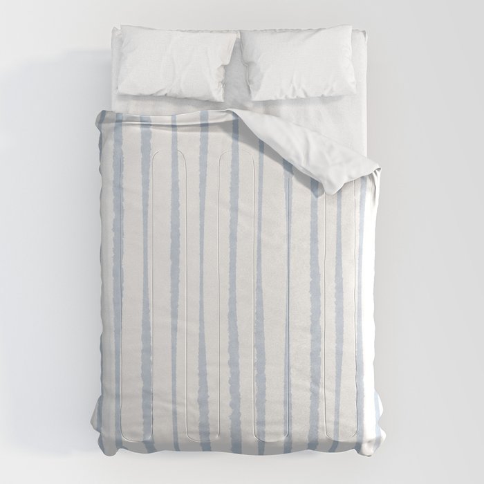 Organic Watercolor Stripes Powder Blue and White Comforter Gallery Image 1