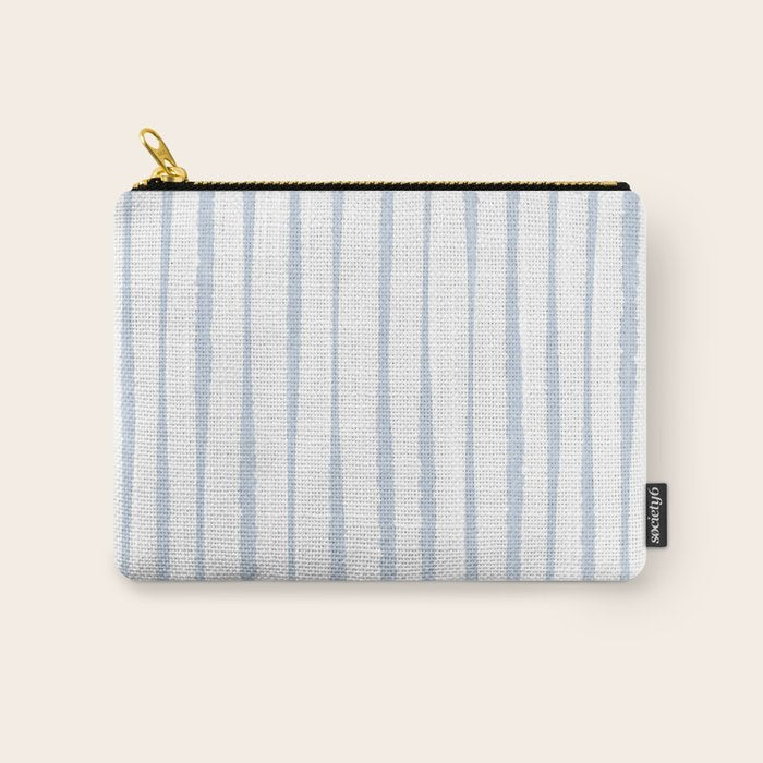 Organic Watercolor Stripes Powder Blue and White Carry All Pouch Gallery Image 1