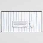 Organic Watercolor Stripes Powder Blue and White Desk Mat Gallery Image 1