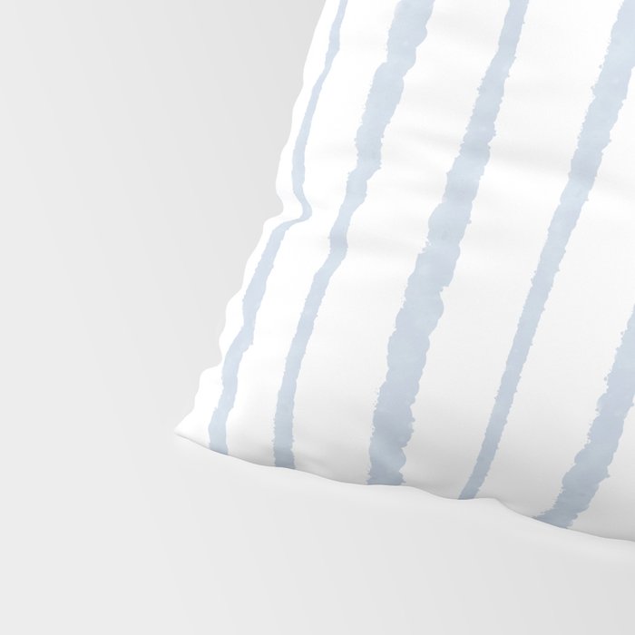 Organic Watercolor Stripes Powder Blue and White Pillow Sham Gallery Image 4