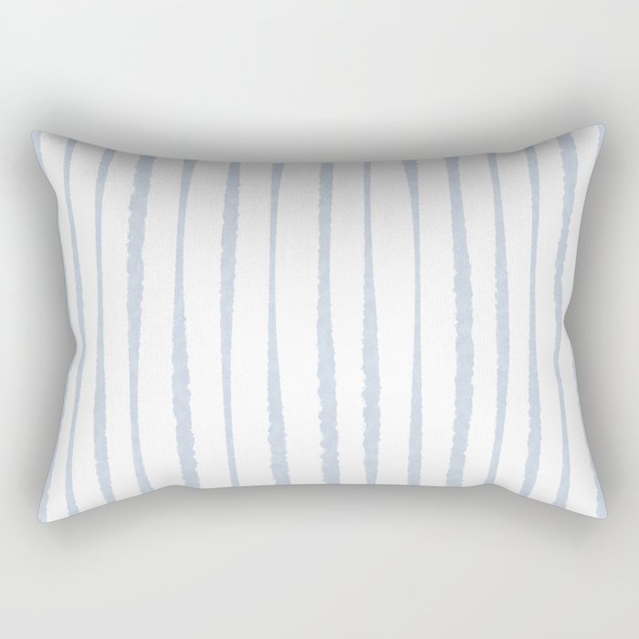 Organic Watercolor Stripes Powder Blue and White Rectangular Pillow Gallery Image 2
