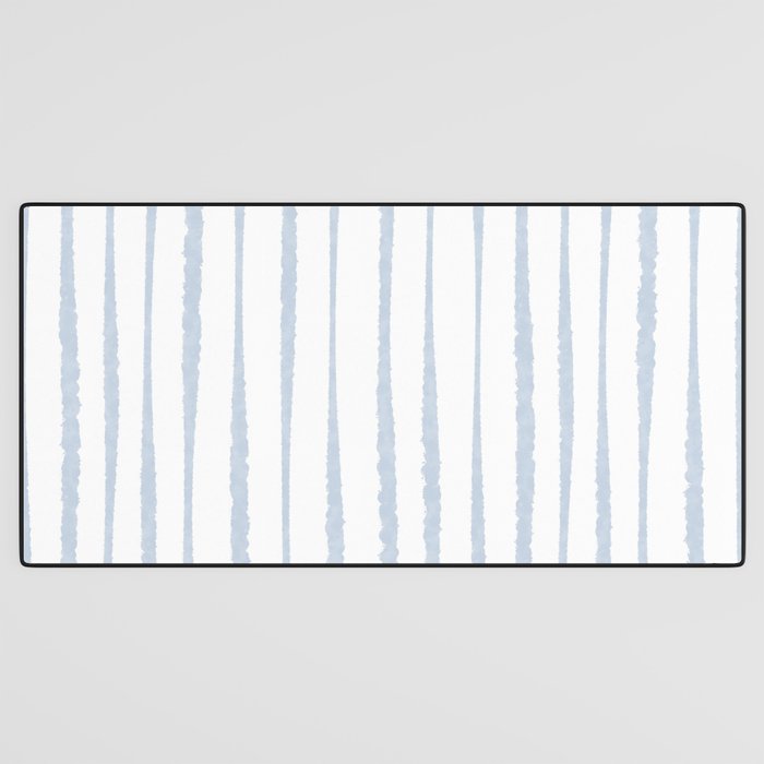 Organic Watercolor Stripes Powder Blue and White Desk Mat Gallery Image 3