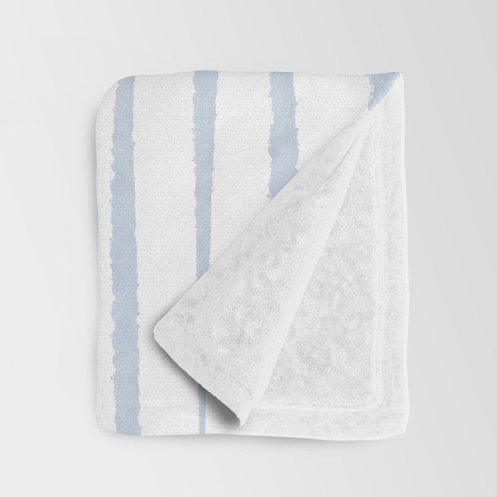 Organic Watercolor Stripes Powder Blue and White Throw Blanket Gallery Image 3