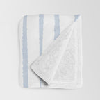 Organic Watercolor Stripes Powder Blue and White Throw Blanket Gallery Image 3