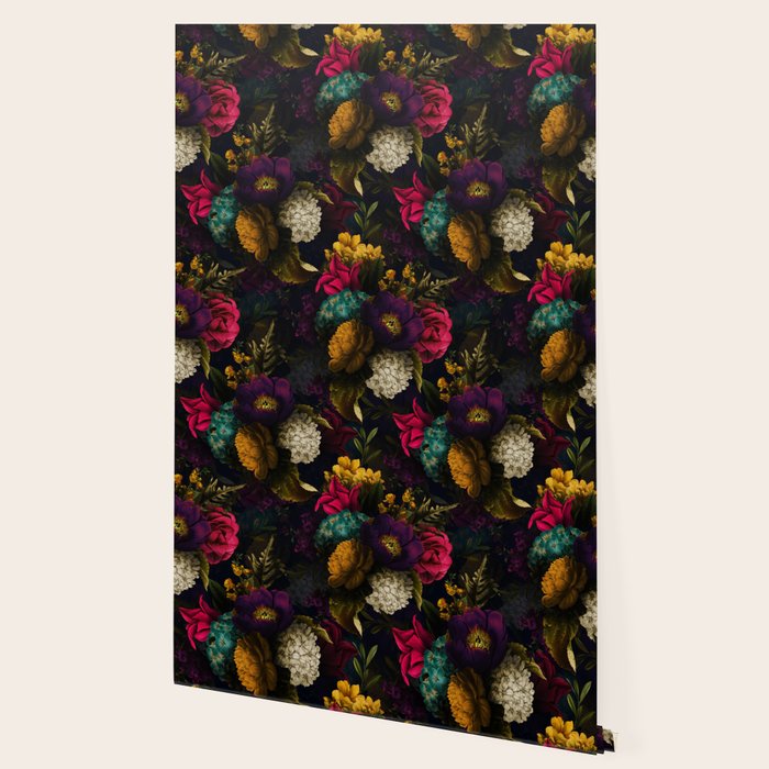 Midnight Hours Dark Vintage Flowers Garden Wallpaper Gallery Image 2