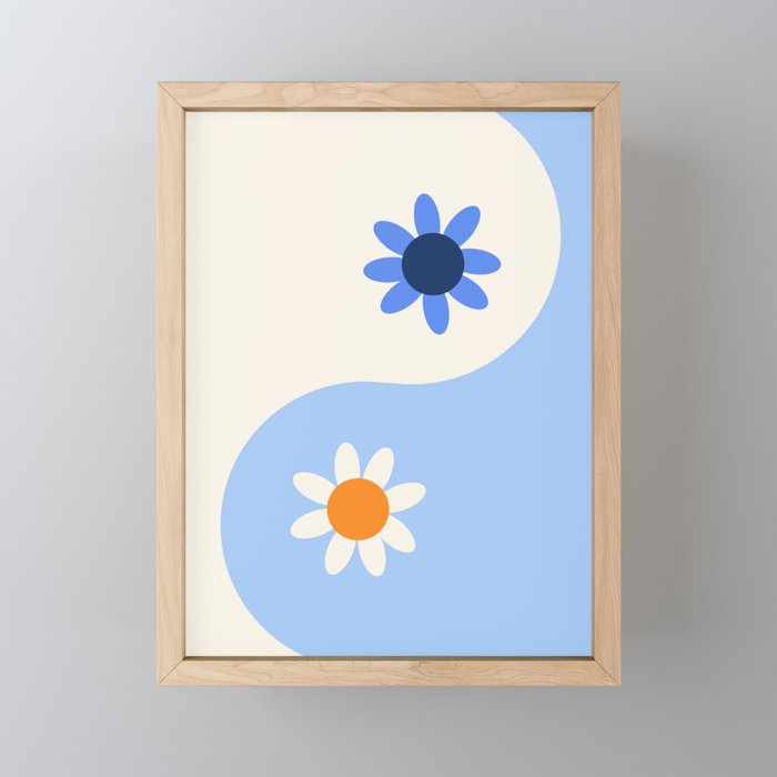 Yin Yang floral - oceanic Mini Art Print Gallery Image 1