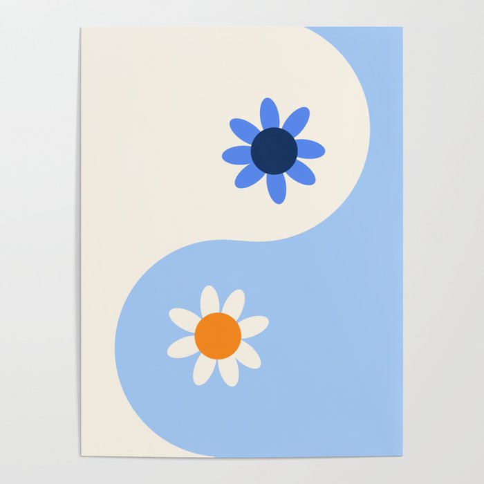 Yin Yang floral - oceanic Poster Gallery Image 4