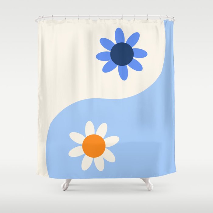 Yin Yang floral - oceanic Shower Curtain Gallery Image 1