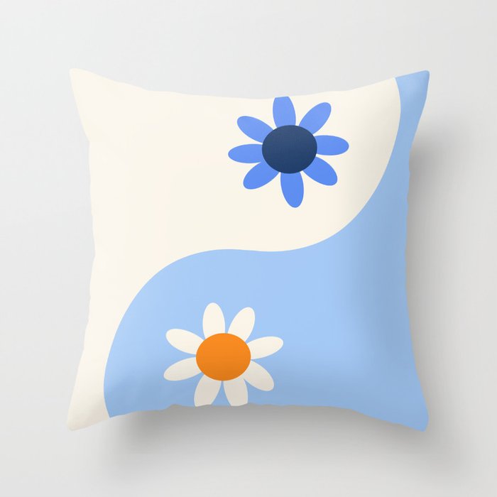 Yin Yang floral - oceanic Throw Pillow Gallery Image 1