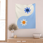 Yin Yang floral - oceanic Wall Tapestry Gallery Image 2