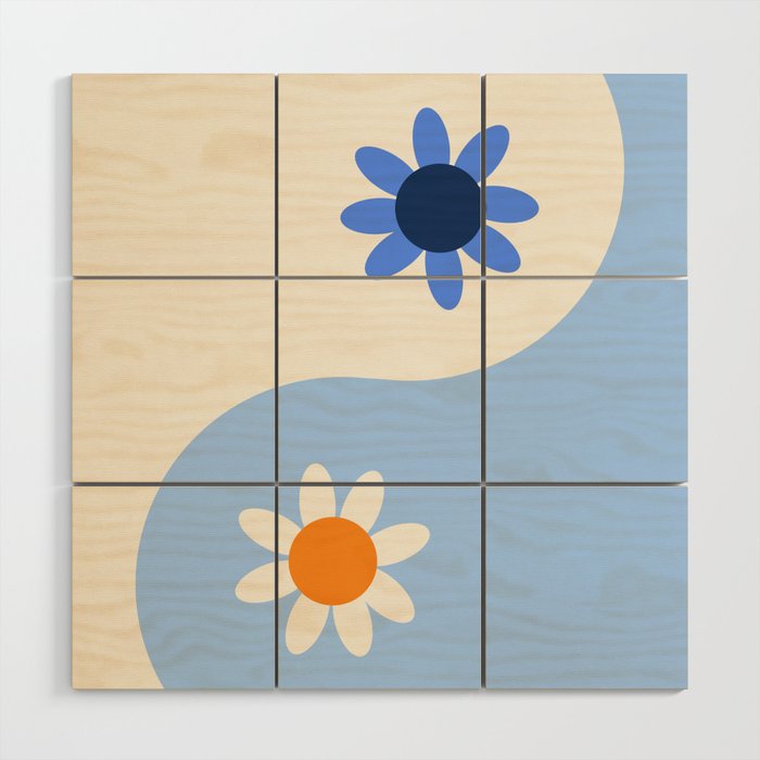 Yin Yang floral - oceanic Wood Wall Art Gallery Image 1