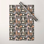 Modern Abstract Geometric Neutral Dark Earthy Tones with Natural Fabric Texture Wrapping Paper Gallery Image 1