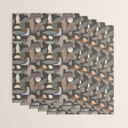 Modern Abstract Geometric Neutral Dark Earthy Tones with Natural Fabric Texture Wrapping Paper Gallery Image 3