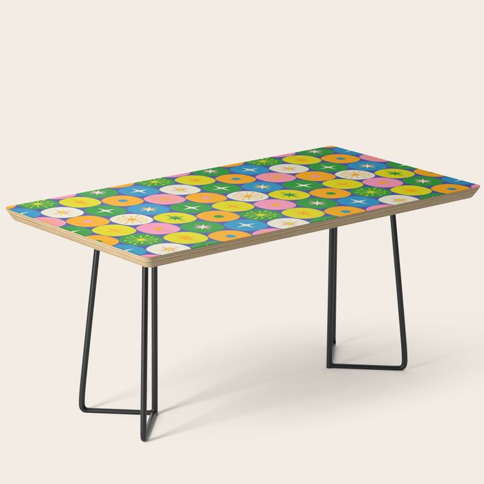 Mid Century Modern Atomic Future Colorful Modtastic Dots and Stars Pattern 2 Coffee Table Gallery Image 1