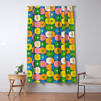 Mid Century Modern Atomic Future Colorful Modtastic Dots and Stars Pattern 2 Window Curtain Gallery Image 5