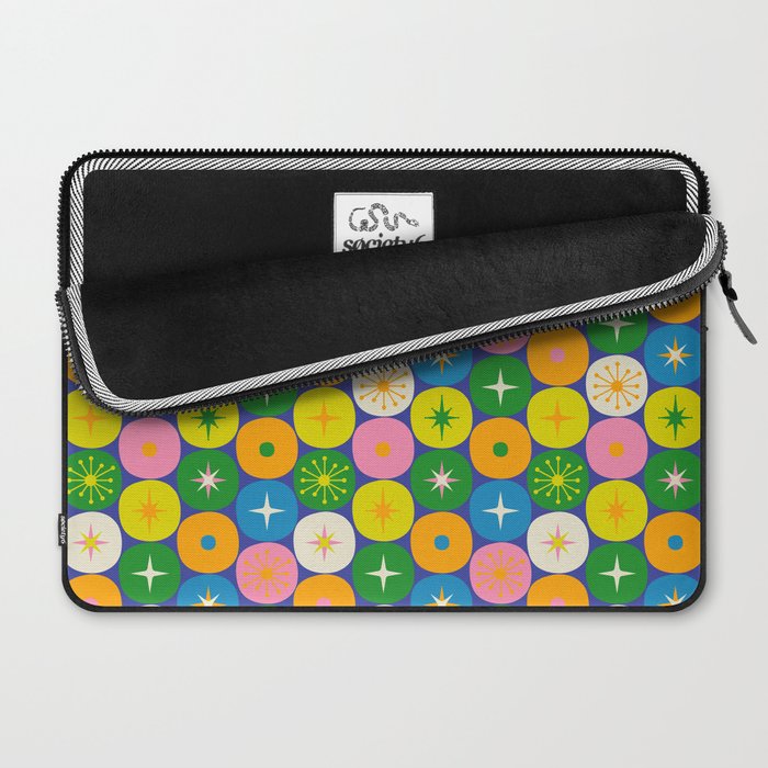 Mid Century Modern Atomic Future Colorful Modtastic Dots and Stars Pattern 2 Laptop Sleeve Gallery Image 2