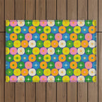 Mid Century Modern Atomic Future Colorful Modtastic Dots and Stars Pattern 2 Outdoor Rug Gallery Image 1