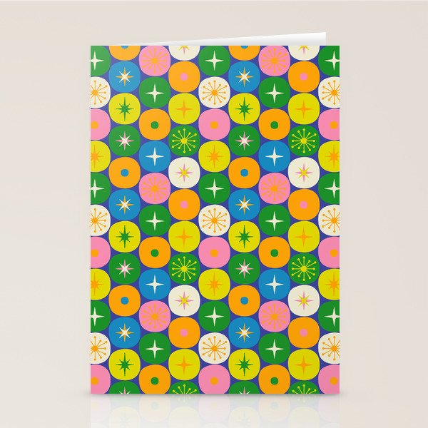 Mid Century Modern Atomic Future Colorful Modtastic Dots and Stars Pattern 2 Stationery Card Gallery Image 1