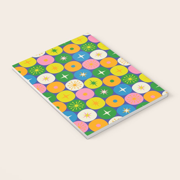 Mid Century Modern Atomic Future Colorful Modtastic Dots and Stars Pattern 2 Notebook Gallery Image 3