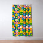 Mid Century Modern Atomic Future Colorful Modtastic Dots and Stars Pattern 2 Window Curtain Gallery Image 3