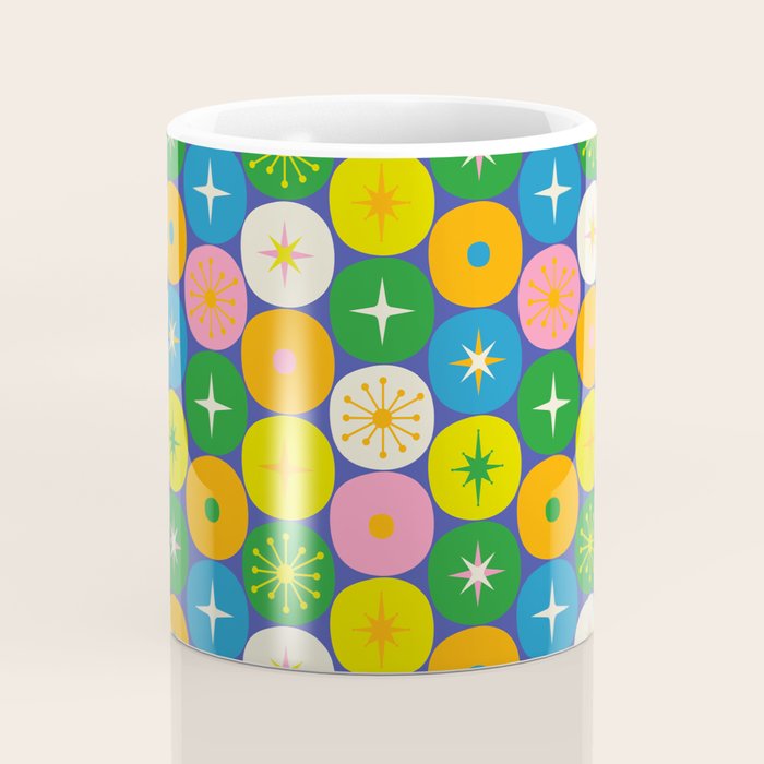 Mid Century Modern Atomic Future Colorful Modtastic Dots and Stars Pattern 2 Coffee Mug Gallery Image 4