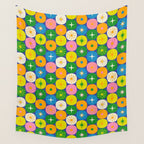 Mid Century Modern Atomic Future Colorful Modtastic Dots and Stars Pattern 2 Wall Tapestry Gallery Image 4