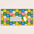 Mid Century Modern Atomic Future Colorful Modtastic Dots and Stars Pattern 2 Desk Mat Gallery Image 1