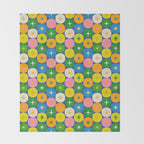 Mid Century Modern Atomic Future Colorful Modtastic Dots and Stars Pattern 2 Throw Blanket Gallery Image 2