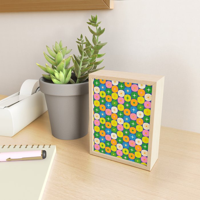 Mid Century Modern Atomic Future Colorful Modtastic Dots and Stars Pattern 2 Mini Art Print Gallery Image 2