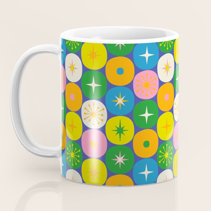 Mid Century Modern Atomic Future Colorful Modtastic Dots and Stars Pattern 2 Coffee Mug Gallery Image 3
