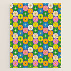 Mid Century Modern Atomic Future Colorful Modtastic Dots and Stars Pattern 2 Jigsaw Puzzle Gallery Image 1